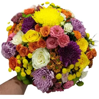 Karışık rengarenk mevsim çiçek sepeti Yunuseli Çiçekci